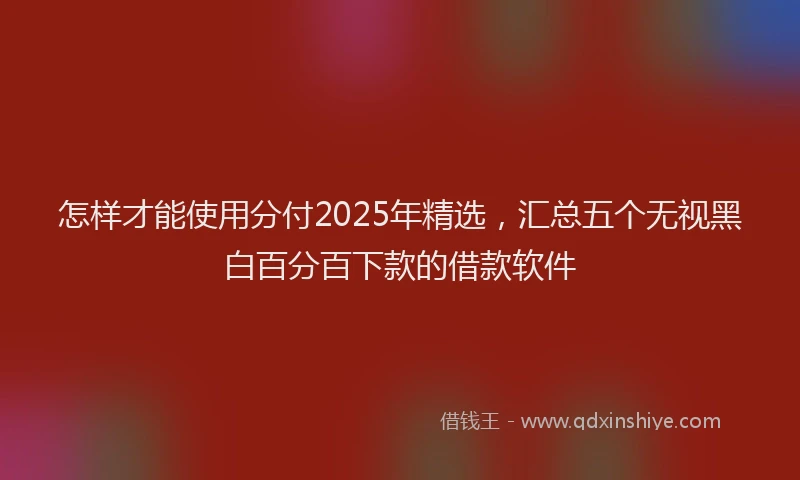 怎样才能使用分付2025年精选，汇总五个无视黑白百分百下款的借款软件