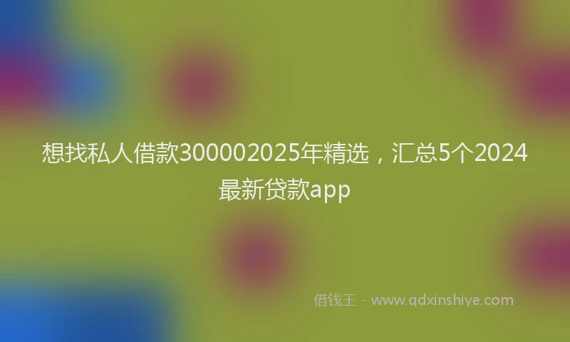 想找私人借款300002025年精选，汇总5个2024最新贷款app