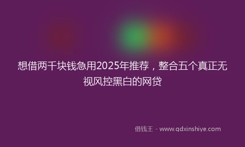想借两千块钱急用2025年推荐，整合五个真正无视风控黑白的网贷