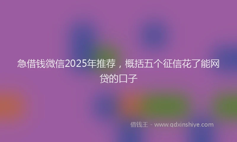 急借钱微信2025年推荐，概括五个征信花了能网贷的口子
