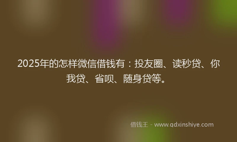 2025年的怎样微信借钱有：投友圈、读秒贷、你我贷、省呗、随身贷等。