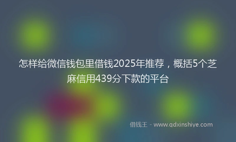 怎样给微信钱包里借钱2025年推荐，概括5个芝麻信用439分下款的平台