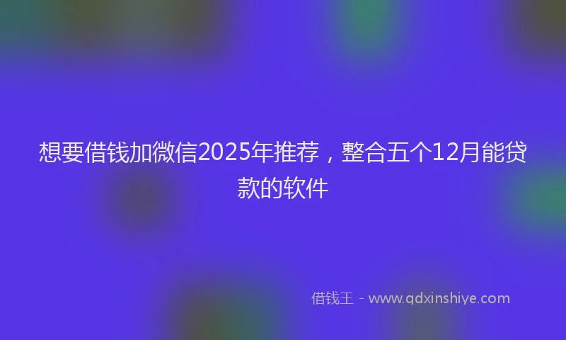 想要借钱加微信2025年推荐，整合五个12月能贷款的软件