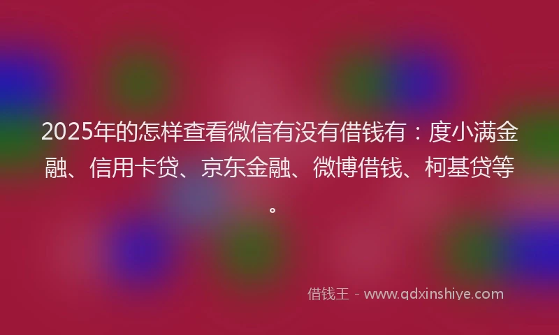 2025年的怎样查看微信有没有借钱有：度小满金融、信用卡贷、京东金融、微博借钱、柯基贷等。