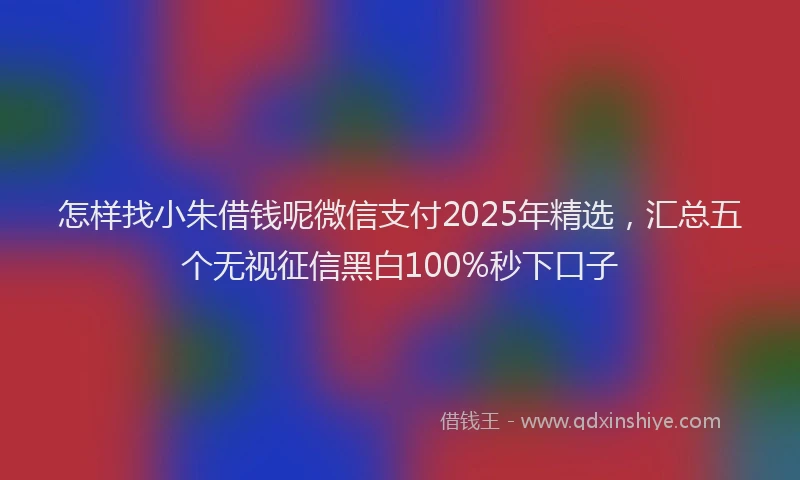 怎样找小朱借钱呢微信支付2025年精选，汇总五个无视征信黑白100%秒下口子