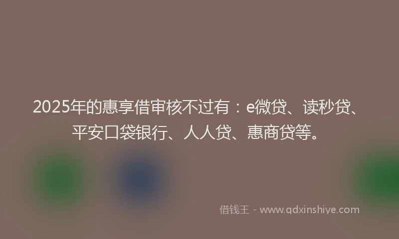 2025年的惠享借审核不过有：e微贷、读秒贷、平安口袋银行、人人贷、惠商贷等。