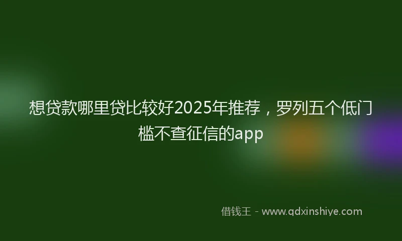 想贷款哪里贷比较好2025年推荐，罗列五个低门槛不查征信的app