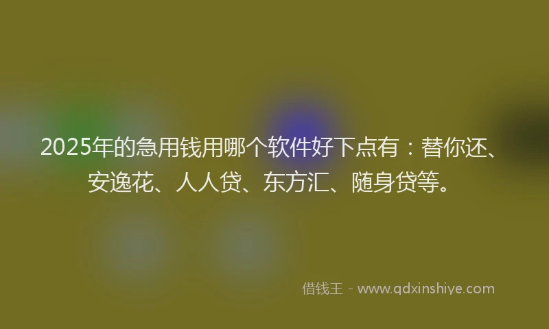 2025年的急用钱用哪个软件好下点有：替你还、安逸花、人人贷、东方汇、随身贷等。
