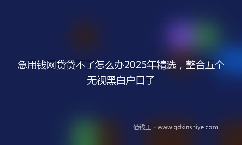 急用钱网贷贷不了怎么办2025年精选，整合五个无视黑白户口子