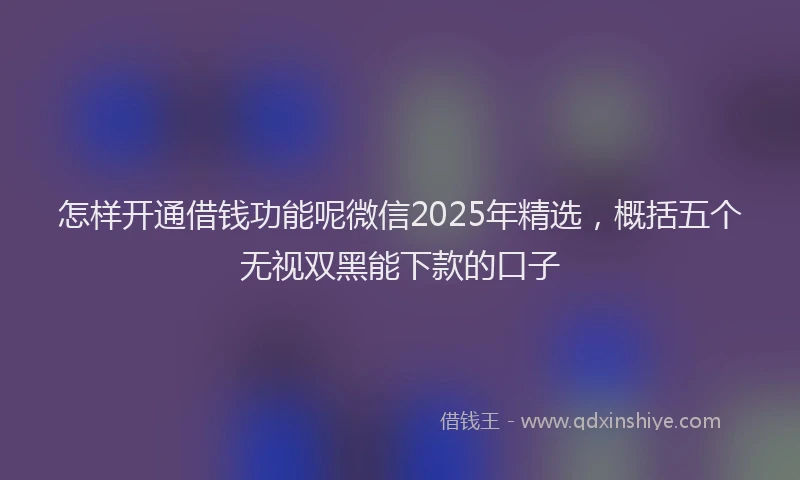 怎样开通借钱功能呢微信2025年精选，概括五个无视双黑能下款的口子