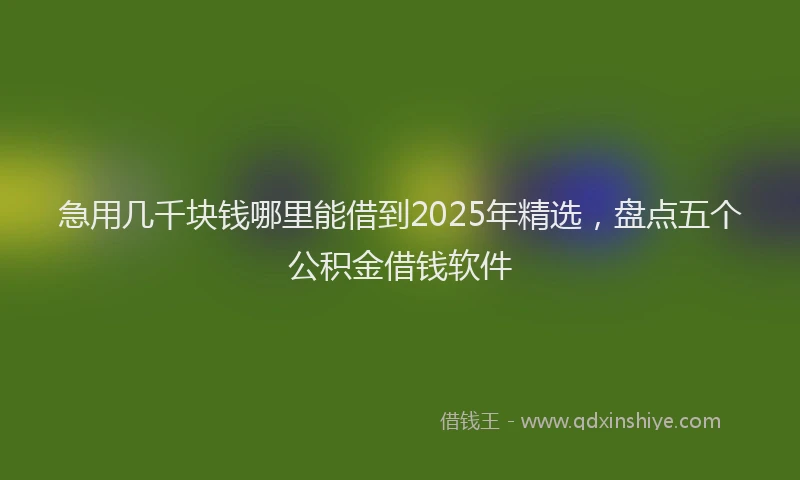 急用几千块钱哪里能借到2025年精选，盘点五个公积金借钱软件