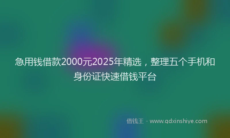 急用钱借款2000元2025年精选，整理五个手机和身份证快速借钱平台