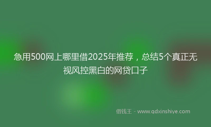 急用500网上哪里借2025年推荐，总结5个真正无视风控黑白的网贷口子