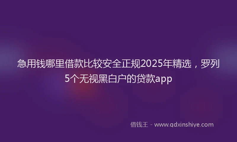 急用钱哪里借款比较安全正规2025年精选，罗列5个无视黑白户的贷款app