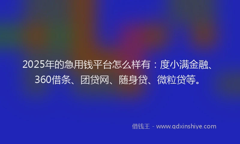 2025年的急用钱平台怎么样有：度小满金融、360借条、团贷网、随身贷、微粒贷等。
