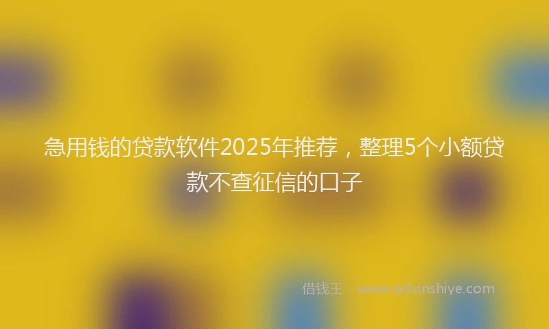 急用钱的贷款软件2025年推荐，整理5个小额贷款不查征信的口子