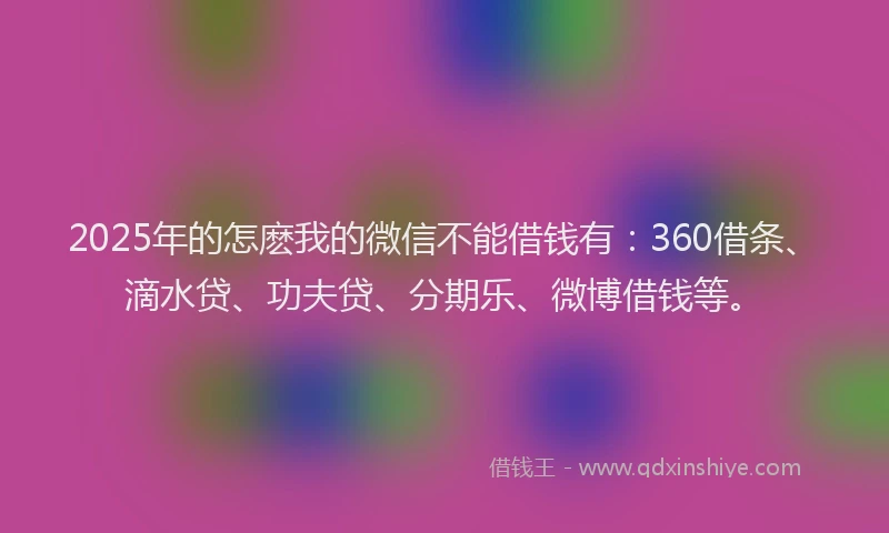 2025年的怎麽我的微信不能借钱有：360借条、滴水贷、功夫贷、分期乐、微博借钱等。