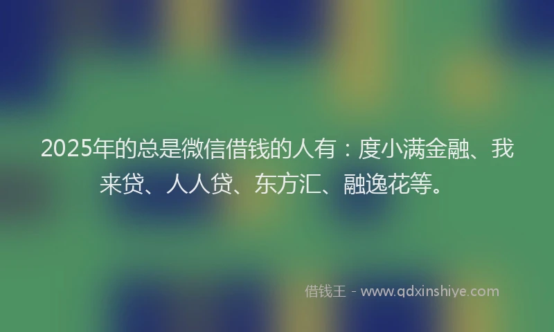 2025年的总是微信借钱的人有：度小满金融、我来贷、人人贷、东方汇、融逸花等。