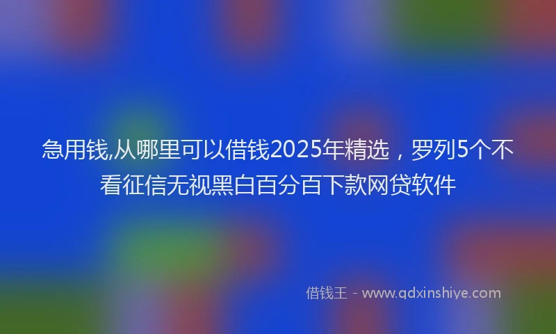 急用钱,从哪里可以借钱2025年精选，罗列5个不看征信无视黑白百分百下款网贷软件