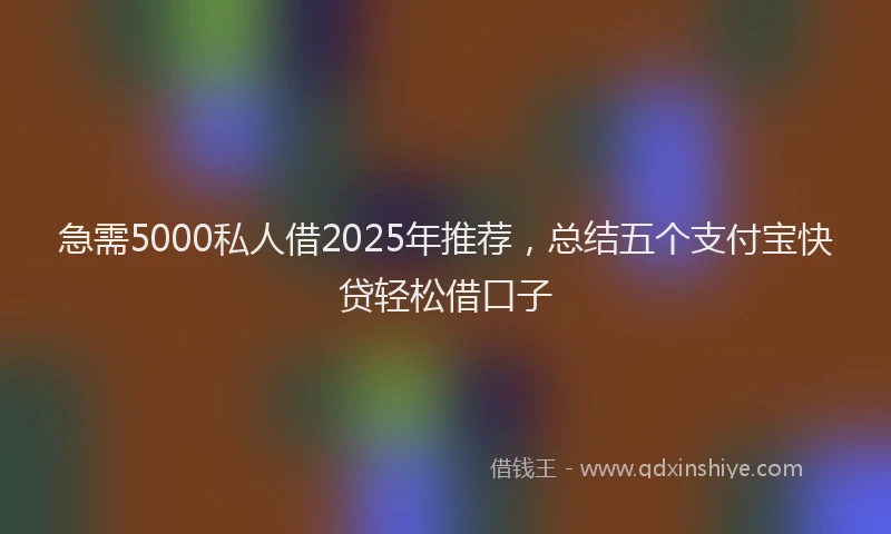 急需5000私人借2025年推荐，总结五个支付宝快贷轻松借口子