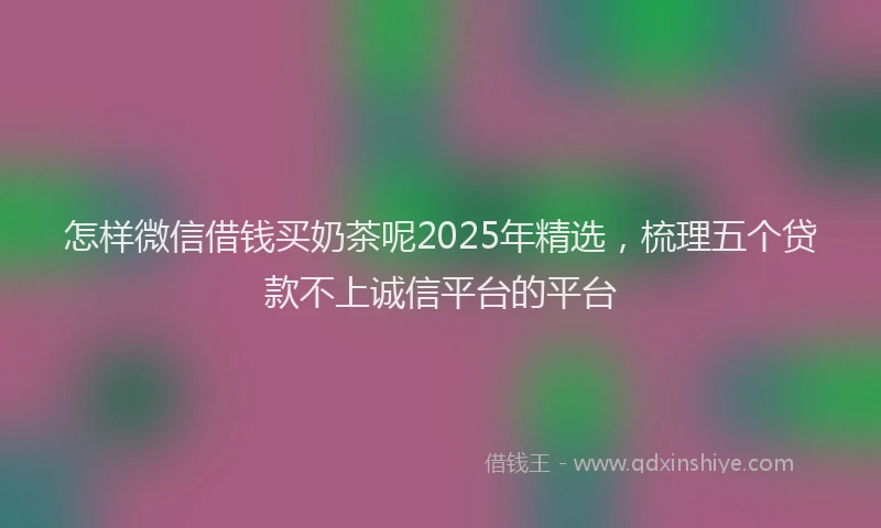 怎样微信借钱买奶茶呢2025年精选，梳理五个贷款不上诚信平台的平台