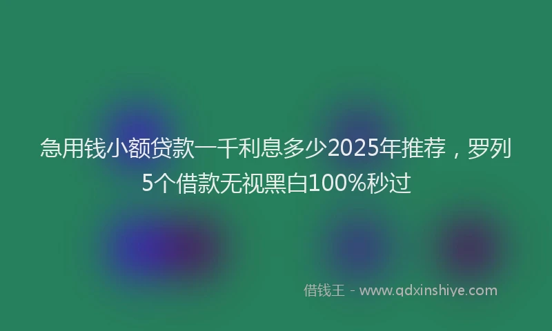 急用钱小额贷款一千利息多少2025年推荐，罗列5个借款无视黑白100%秒过