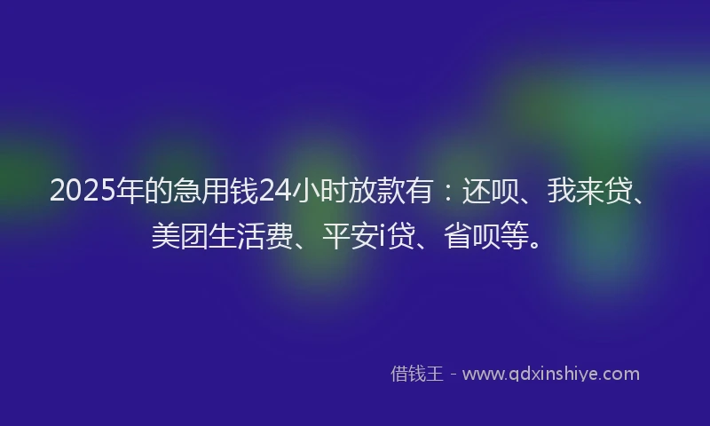 2025年的急用钱24小时放款有：还呗、我来贷、美团生活费、平安i贷、省呗等。