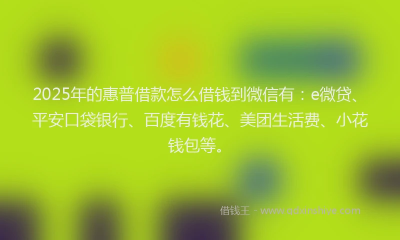 2025年的惠普借款怎么借钱到微信有：e微贷、平安口袋银行、百度有钱花、美团生活费、小花钱包等。