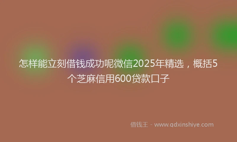 怎样能立刻借钱成功呢微信2025年精选，概括5个芝麻信用600贷款口子