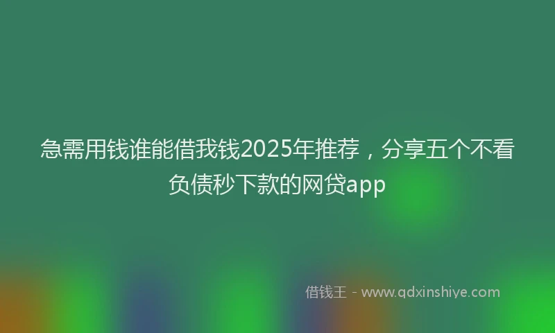 急需用钱谁能借我钱2025年推荐，分享五个不看负债秒下款的网贷app