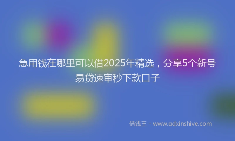 急用钱在哪里可以借2025年精选，分享5个新号易贷速审秒下款口子