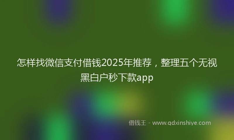 怎样找微信支付借钱2025年推荐，整理五个无视黑白户秒下款app