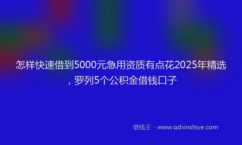 怎样快速借到5000元急用资质有点花2025年精选，罗列5个公积金借钱口子