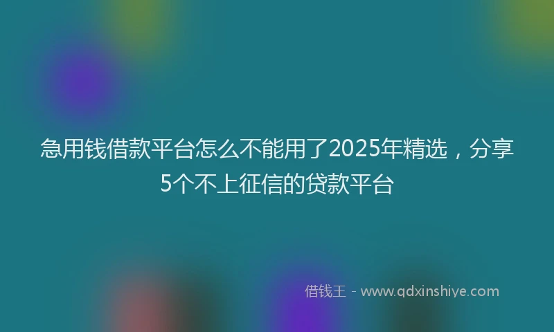 急用钱借款平台怎么不能用了2025年精选，分享5个不上征信的贷款平台