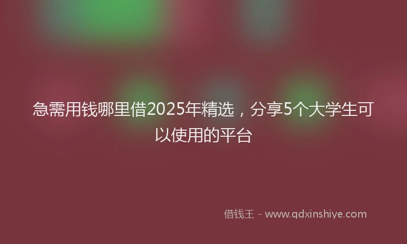 急需用钱哪里借2025年精选，分享5个大学生可以使用的平台