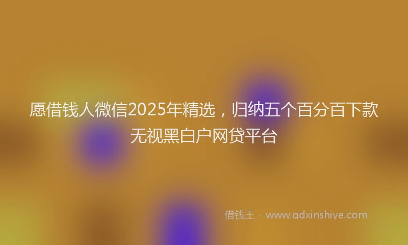 愿借钱人微信2025年精选，归纳五个百分百下款无视黑白户网贷平台