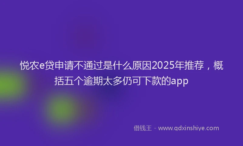 悦农e贷申请不通过是什么原因2025年推荐，概括五个逾期太多仍可下款的app