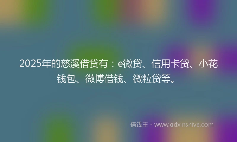 2025年的慈溪借贷有：e微贷、信用卡贷、小花钱包、微博借钱、微粒贷等。