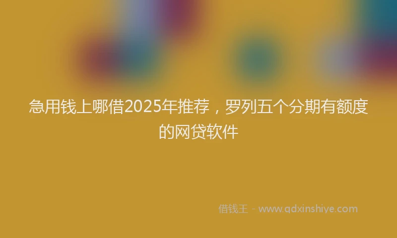 急用钱上哪借2025年推荐，罗列五个分期有额度的网贷软件