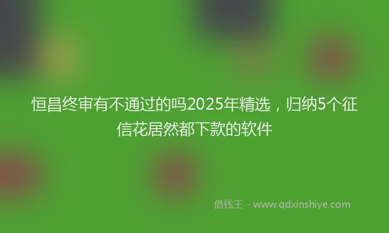 恒昌终审有不通过的吗2025年精选，归纳5个征信花居然都下款的软件
