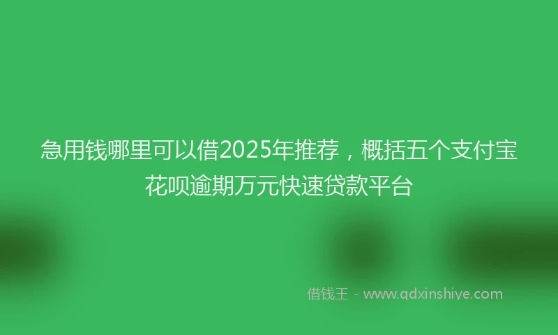急用钱哪里可以借2025年推荐，概括五个支付宝花呗逾期万元快速贷款平台