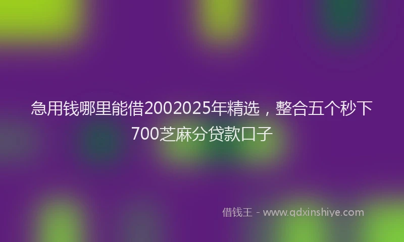 急用钱哪里能借2002025年精选，整合五个秒下700芝麻分贷款口子