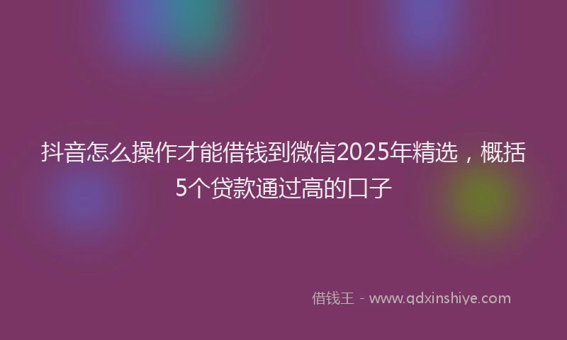 抖音怎么操作才能借钱到微信2025年精选，概括5个贷款通过高的口子