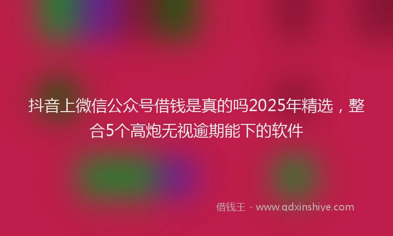 抖音上微信公众号借钱是真的吗2025年精选，整合5个高炮无视逾期能下的软件