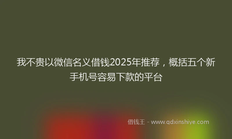 我不贵以微信名义借钱2025年推荐，概括五个新手机号容易下款的平台