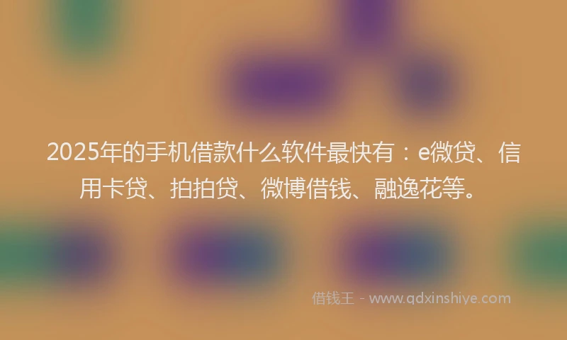 2025年的手机借款什么软件最快有：e微贷、信用卡贷、拍拍贷、微博借钱、融逸花等。