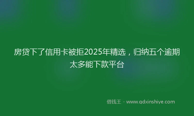 房贷下了信用卡被拒2025年精选，归纳五个逾期太多能下款平台