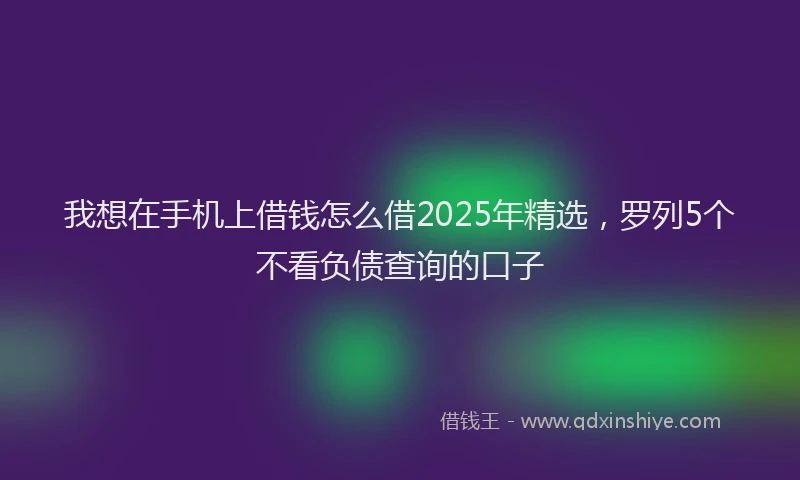 我想在手机上借钱怎么借2025年精选，罗列5个不看负债查询的口子
