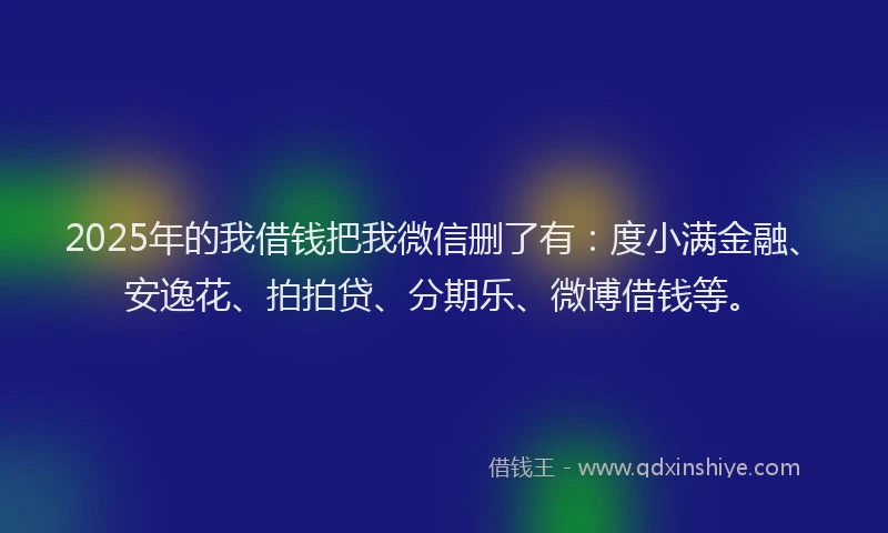 2025年的我借钱把我微信删了有：度小满金融、安逸花、拍拍贷、分期乐、微博借钱等。