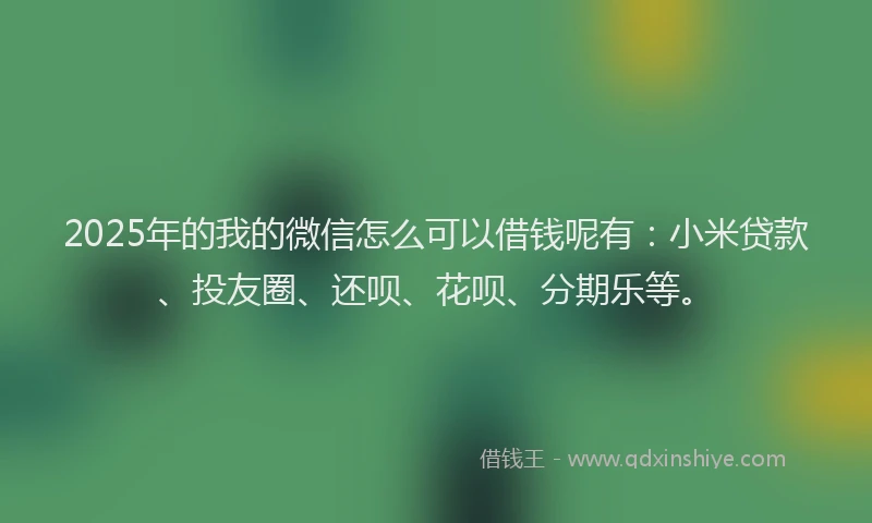 2025年的我的微信怎么可以借钱呢有：小米贷款、投友圈、还呗、花呗、分期乐等。